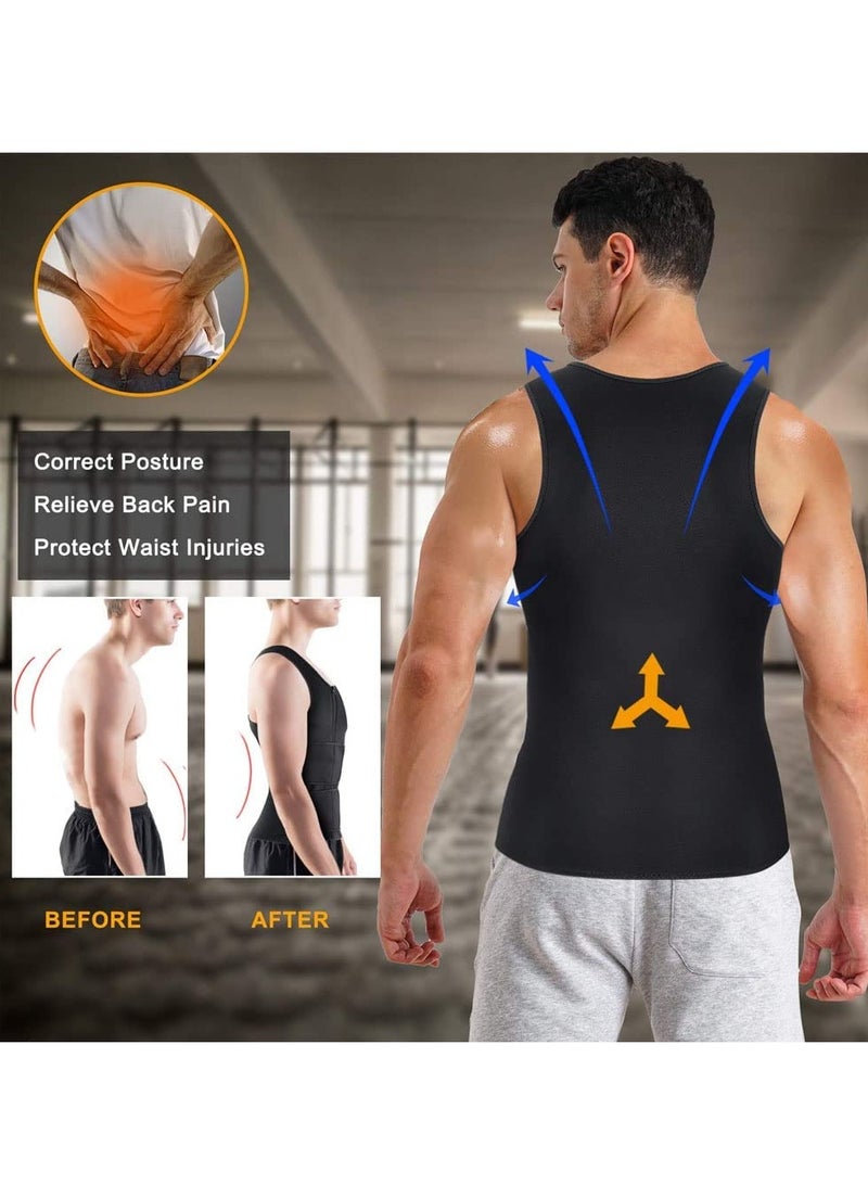 Generic Sauna Suit for Mens Neoprene Waist Trainer Workout Trimmer Belt for Men Corset Sweater Vest Weighted Zipper Tank Top Body Shaper Gym Sweat Shirt - Image 4