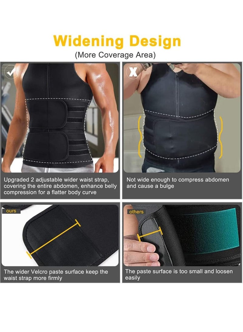 Generic Sauna Suit for Mens Neoprene Waist Trainer Workout Trimmer Belt for Men Corset Sweater Vest Weighted Zipper Tank Top Body Shaper Gym Sweat Shirt - Image 5