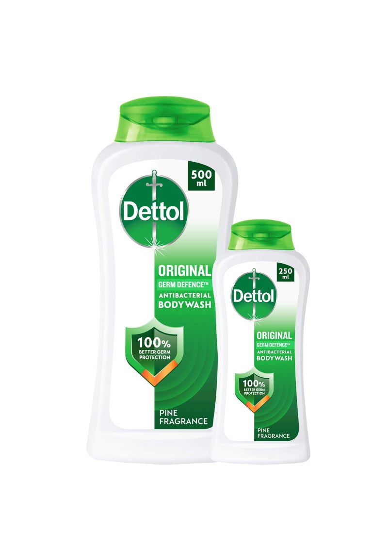 Dettol Original Shower Gel & Body Wash Pine Scent 250+500ml - Image 1