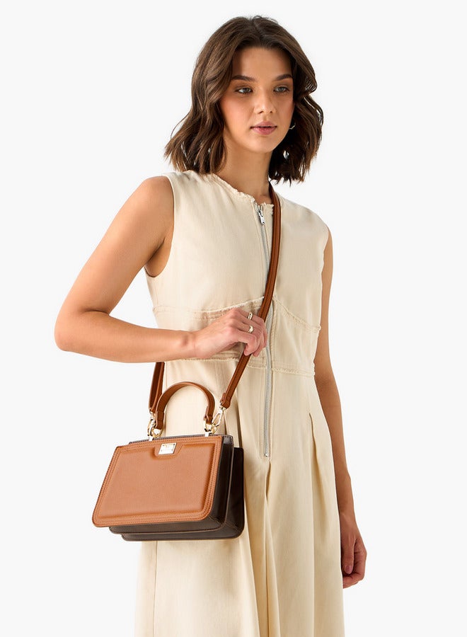 Flora Bella By Shoexpress Solid Crossbody Bag with Detachable Shoulder Strap and Top Handle  - Image 2