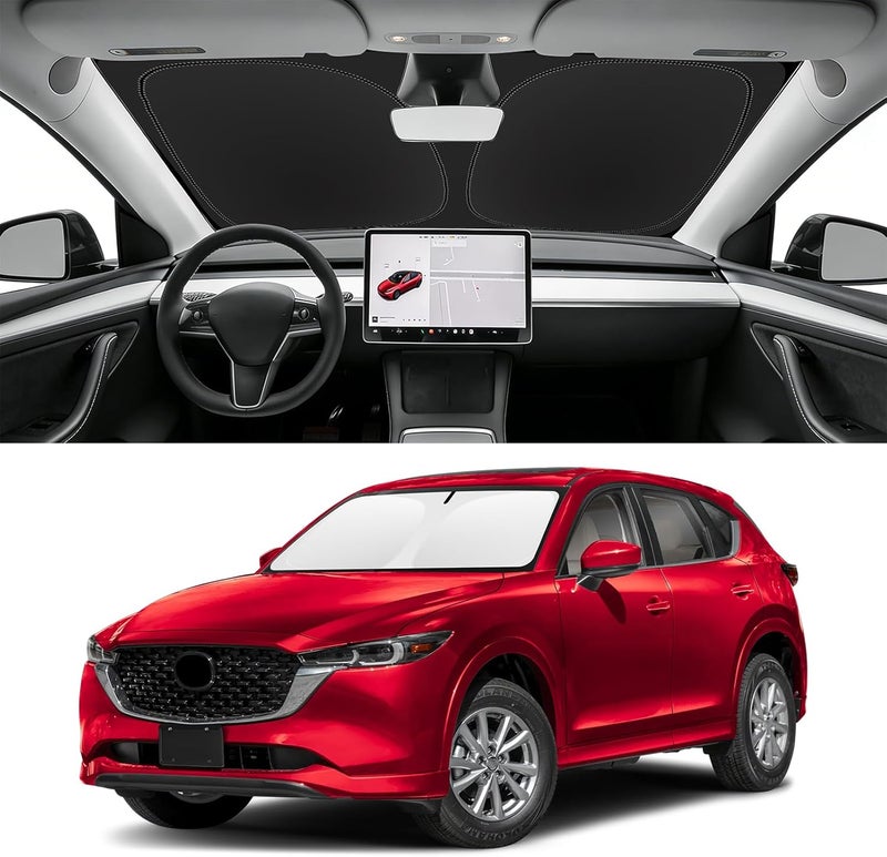 SLOGENTO Custom Fit Windshield Sun Shade for Mazda CX5 2017-2025, Foldable Car Sunshade Accessories with Storage Bag, UV & Heat Reflector, Keep Your Car Cooler - Image 1