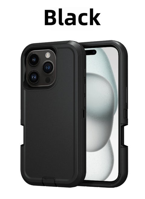 For Iphone 16promax Three-proof Mobile Phone Case Iph16plus Anti-drop Mobile Phone Case Hot Sale-Color:Black-Applicable Model:For Iphone16Pro Single Chassis