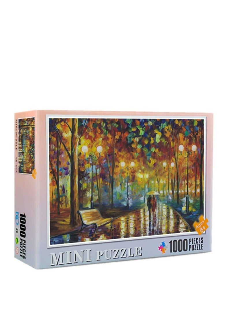 Y&D 1000-Piece Walking In Rain Paper Jigsaw Puzzle Set  - Image 1