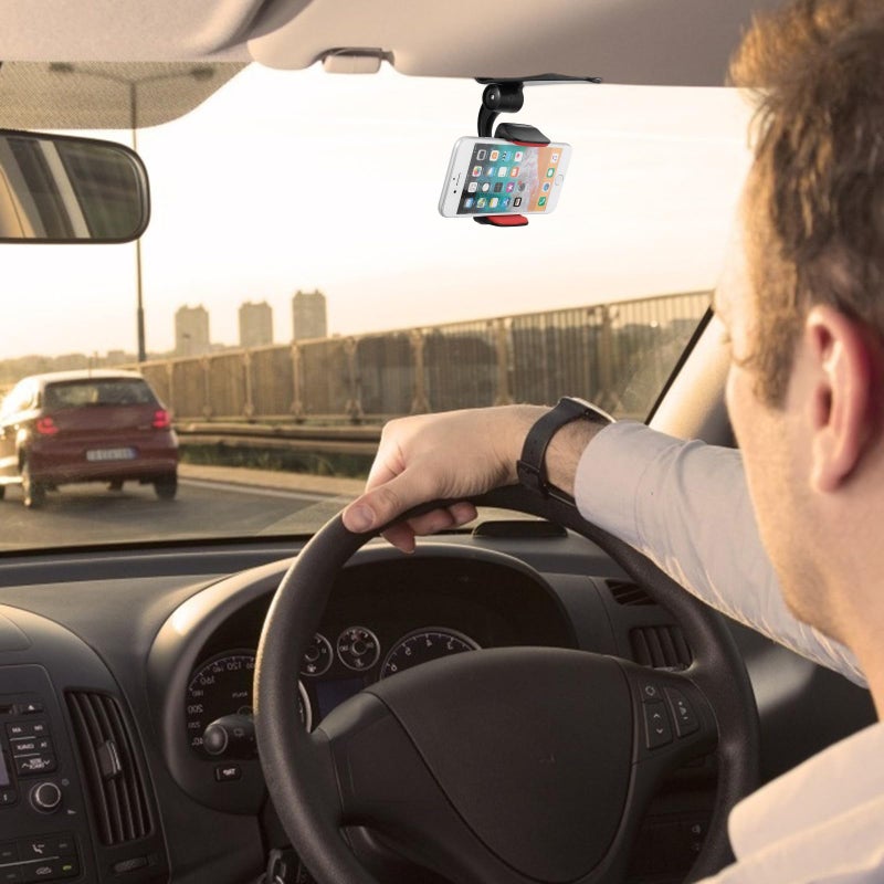 Universal Red Clip Car Phone Mount Holder for Sun Visor Driving Navigation - Image 5