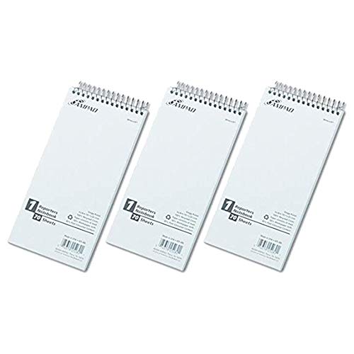 Ampad Reporter Spiral Notebook, Gregg Rule, 4 x 8, White, 70 Sheets [Set of 3] - Image 1