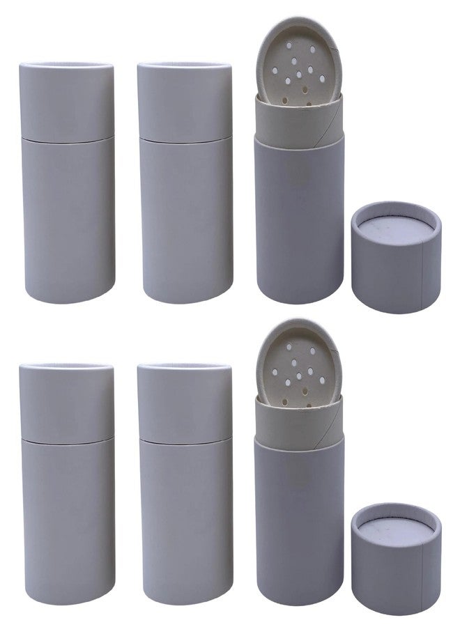 GREENWAY CONTAINERS GreenWay 2oz / 60g Small Kraft Paper Shaker Tubes with Sifters & Lids - 6 Pack Biodegradable Containers for Powdered Cosmetics - Fully Compostable Spice Sifting Tubes with Small Holes - White - Image 1