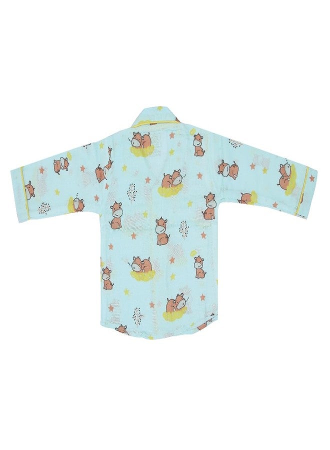 A toddler thing 100% Organic Muslin Full Sleeves Sleepsuit | Top & Pants | Night Suit for Boys & Girls | Sleepwear Baby Products | Pajama Set | Full Cover Dress | Print- SleepyHippo | Size- 4-5y - Image 3