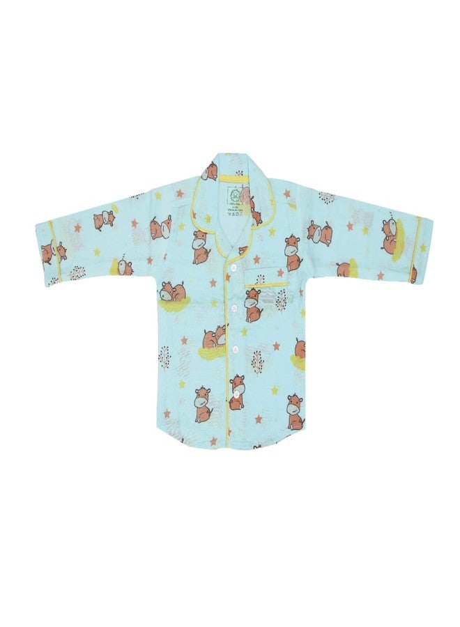 A toddler thing 100% Organic Muslin Full Sleeves Sleepsuit | Top & Pants | Night Suit for Boys & Girls | Sleepwear Baby Products | Pajama Set | Full Cover Dress | Print- SleepyHippo | Size- 4-5y - Image 2