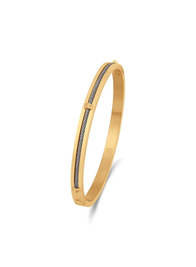 غاي لاروش Camille Stainless Steel & Gold-Plated Bangle with Cable & Logo