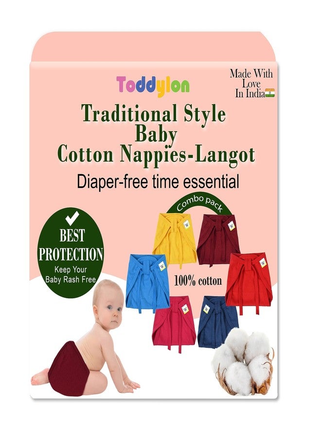 Toddylon New Born Baby's Cotton Cloth Diapers | Langot | Infant Nappy Washable and Reusable Nappies (Multicolour) (0-6 Months) Pack of 10 - Image 5