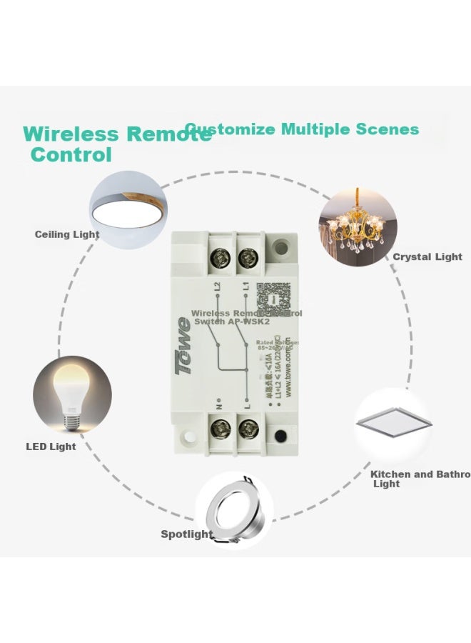 Towe 10a Wireless Remote Control Switch 220v Two-way/remote Control Light Power Switch Wire-free Smart Remote Control Switch For Home - Image 3