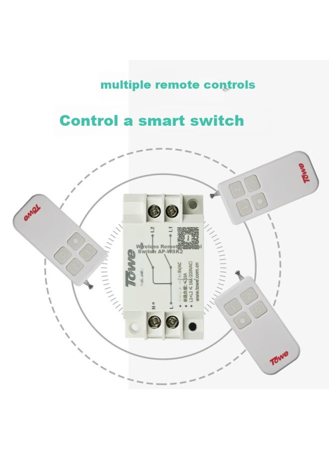 Towe 10a Wireless Remote Control Switch 220v Two-way/remote Control Light Power Switch Wire-free Smart Remote Control Switch For Home - Image 2