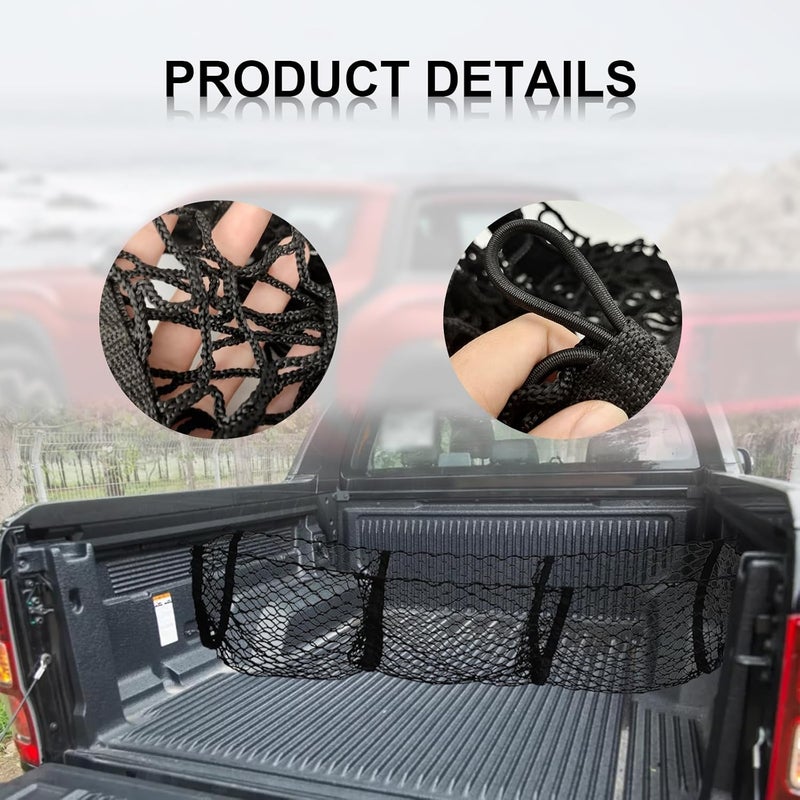 KEVWR 3 Pocket Cargo Net Trunk Bed Organizer - Image 3