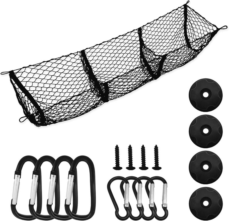 KEVWR 3 Pocket Cargo Net Trunk Bed Organizer - Image 1