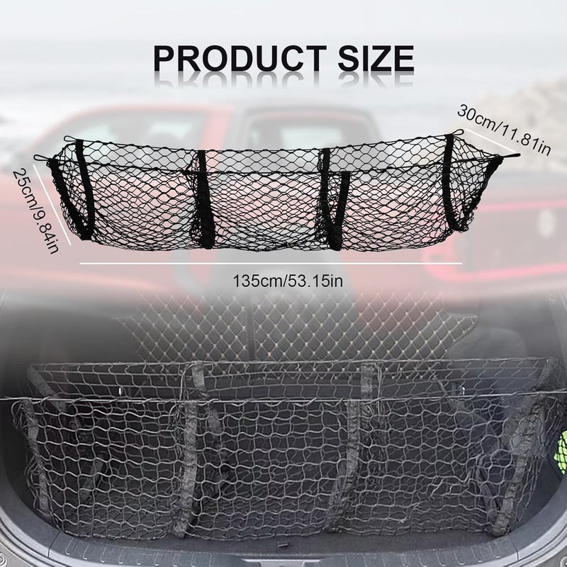 KEVWR 3 Pocket Cargo Net Trunk Bed Organizer - Image 2