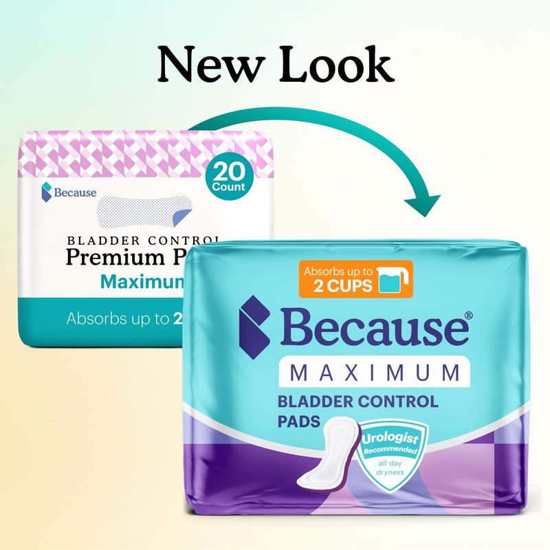 Because Incontinence Pads for Women  Maximum Absorbency Postpartum Liners Up to 100 LeakFree Protection Discreet Protection for Bladder Leaks 120 Count 6 Packs of 20 New Version - Image 3