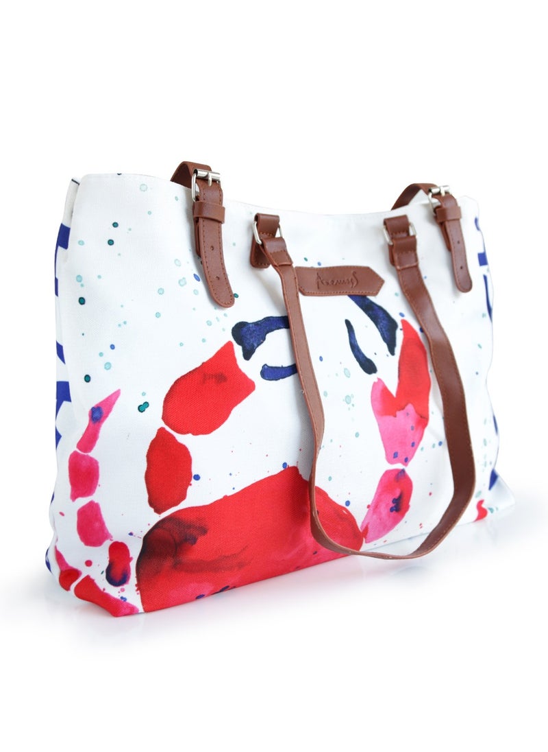Anemoss - Women's Beach Bag, Waterproof Sandproof Hand Bags, Lighweight Fashionable Shoulder Bag, Large Capacity, Crab Design Beach Bag for Picnic Shopping, Gifts for Women and Girls - Image 1
