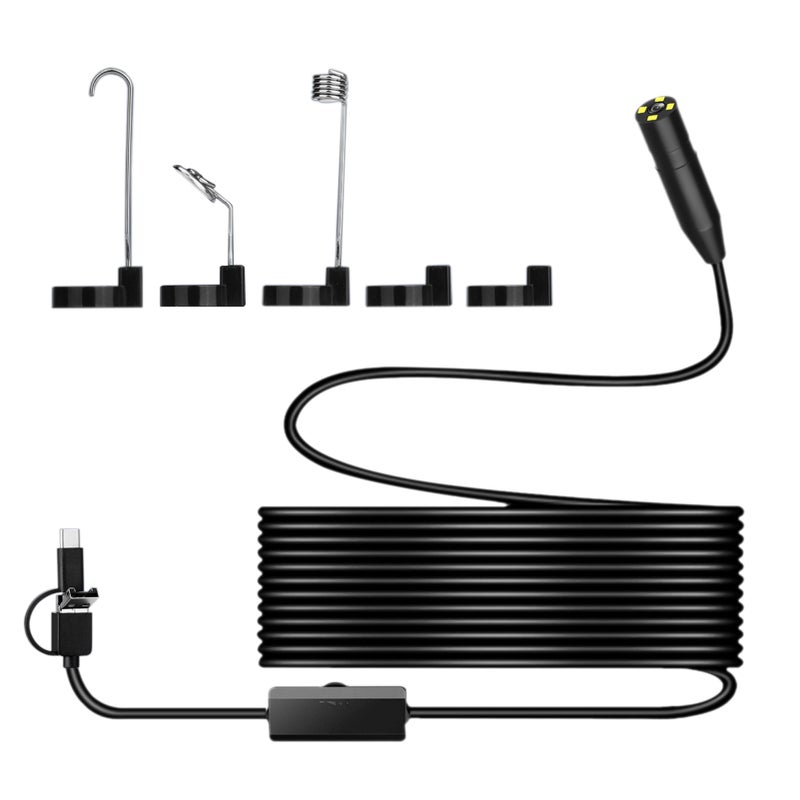 Industrial Endoscopy Borescope Inspection Camera Auto-focus 3 In 1 Interface Replacement for Type-C/ Android/ USB Port Built-in 4 Dimmable Adjustable Brightness LEDs 11mm Lens 2560* 1944 Resolution IP68 Water Resistance (5m Hard Wire) - Image 1