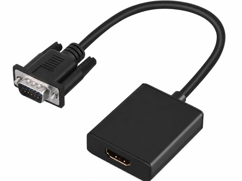 VGA to HDMI, 1080P VGA to HDMI Adapter (Male to Female) for Computer, Desktop, Laptop, PC, Monitor, Projector, HDTV with Audio Cable and USB Cable (Black) - Image 1