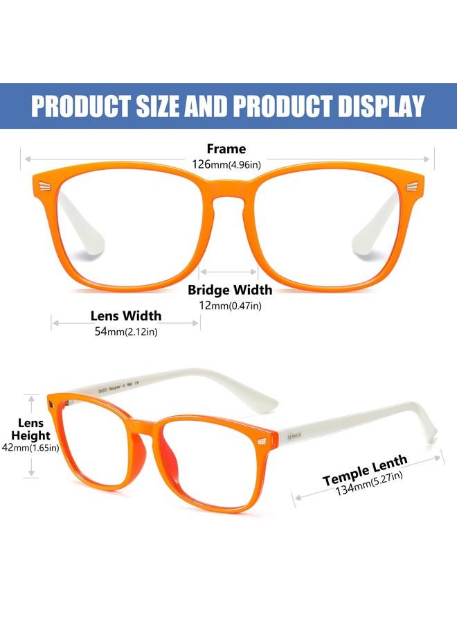 DUCO TR90 Frame Blue Light Blocking Glasses for Kids Age 5-10 K028, Orange Frame White Temple, common - Image 3
