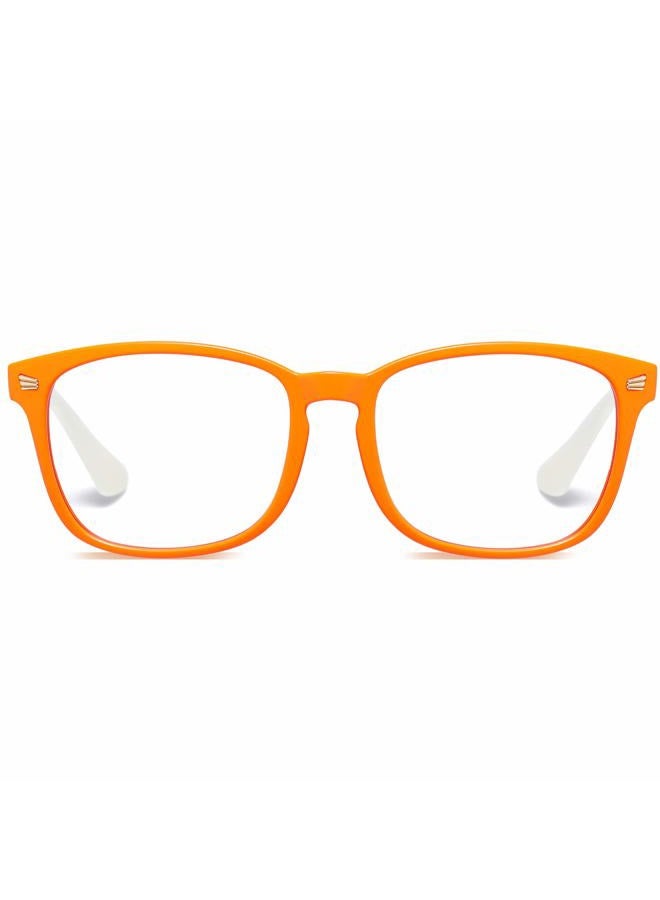 DUCO TR90 Frame Blue Light Blocking Glasses for Kids Age 5-10 K028, Orange Frame White Temple, common - Image 1