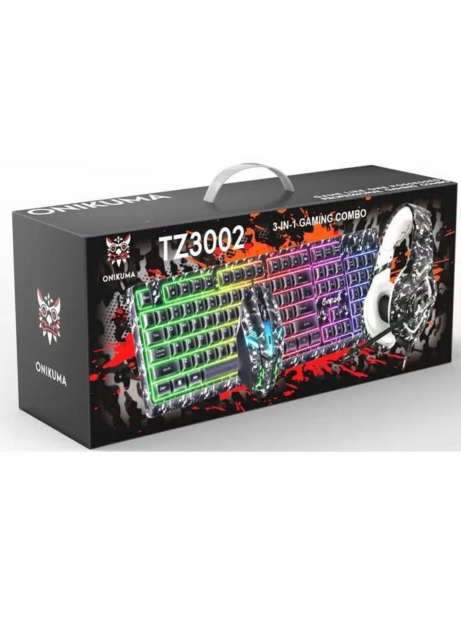 onikuma - Onikuma 3-in-1 Gaming Combo Wired Keyboard And Mouse With Headphone - Image 1