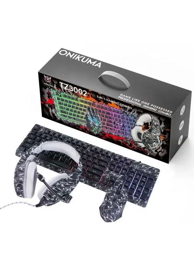 onikuma - Onikuma 3-in-1 Gaming Combo Wired Keyboard And Mouse With Headphone - Image 1
