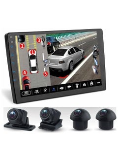 Android Car Stereo 4GB RAM 64GB ROM with 360 3D 9 Inch Panoramic Camera System, AHD Support Carplay Android Auto Wireless Q.LED Screen DSP Fast Interface, Bluetooth
