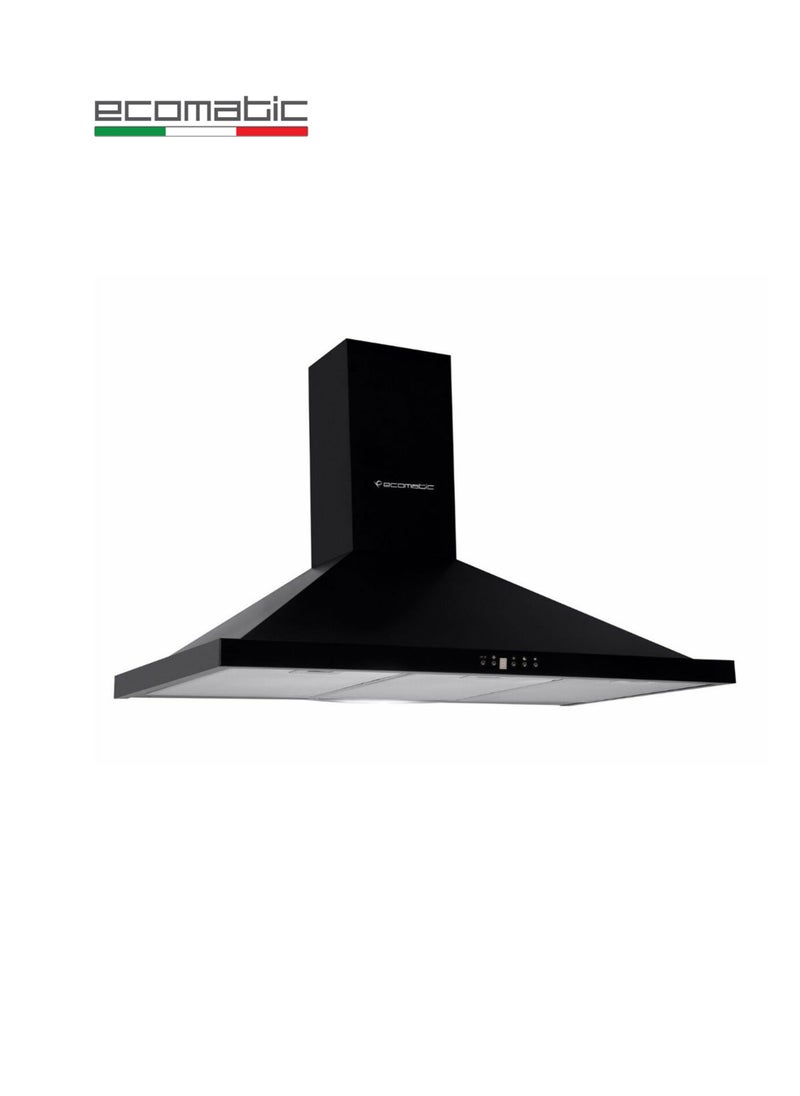 Ecomatic Kitchen Cooker Hood 90 cm Pyramid Black Digital, 650 m³/h Suction Power with Italian Motor, 3 Speeds, Washable Metal Filters, Carbon Filter, LED Lighting, Soft Touch Control ( H96BKD )  - Image 1