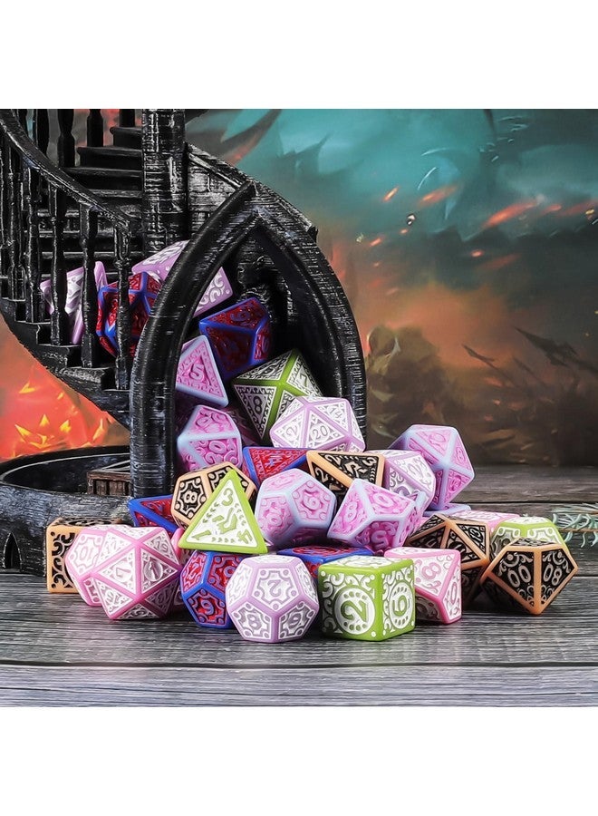 CiaraQ DND Polyhedral Dice Set (42pcs) with A Gold Pattern Drawstring Bag for Dungeons and Dragons RPG MTG Table Games. 6 Sets Fantasy Role Playing Dice Set - Image 5