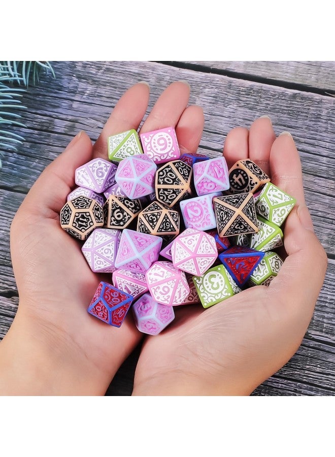 CiaraQ DND Polyhedral Dice Set (42pcs) with A Gold Pattern Drawstring Bag for Dungeons and Dragons RPG MTG Table Games. 6 Sets Fantasy Role Playing Dice Set - Image 2
