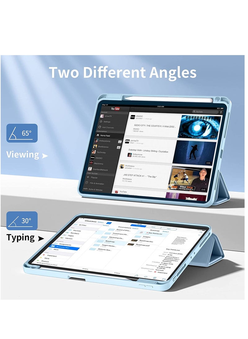 iPad الجيل العاشر 10.9 بوصة 2022، غطاء حماية نحيف مع غطاء خلفي شفاف من البولي كربونات لجهاز iPad الجيل العاشر 2022، يدعم معرف اللمس، التنبيه/السكون التلقائي، أزرق سماوي - Image 4