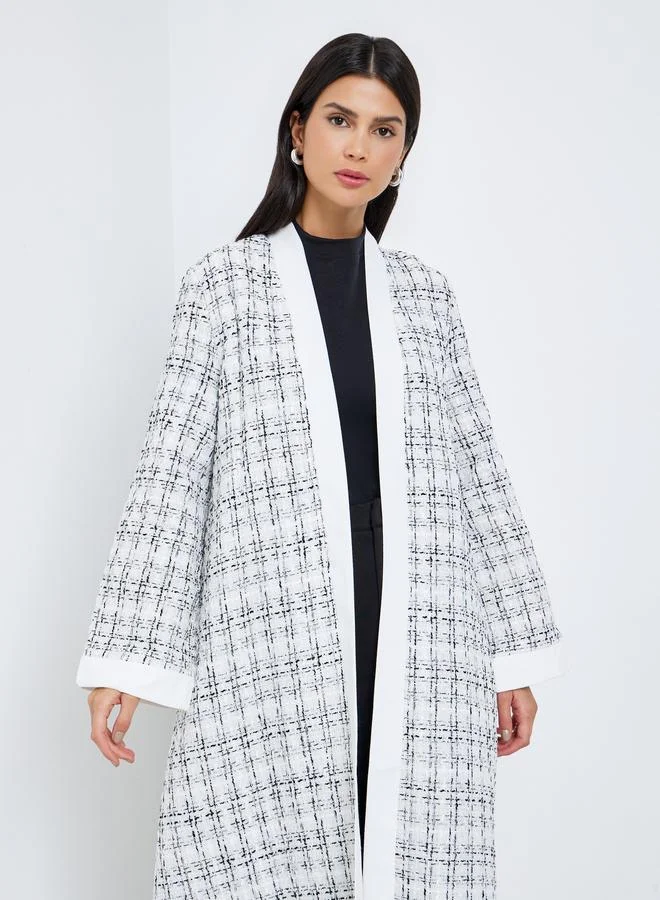Amirah Amirah White Tweed Open Front Abaya