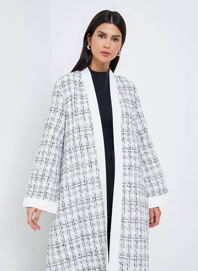 Amirah White Tweed Open Front Abaya - Image 2