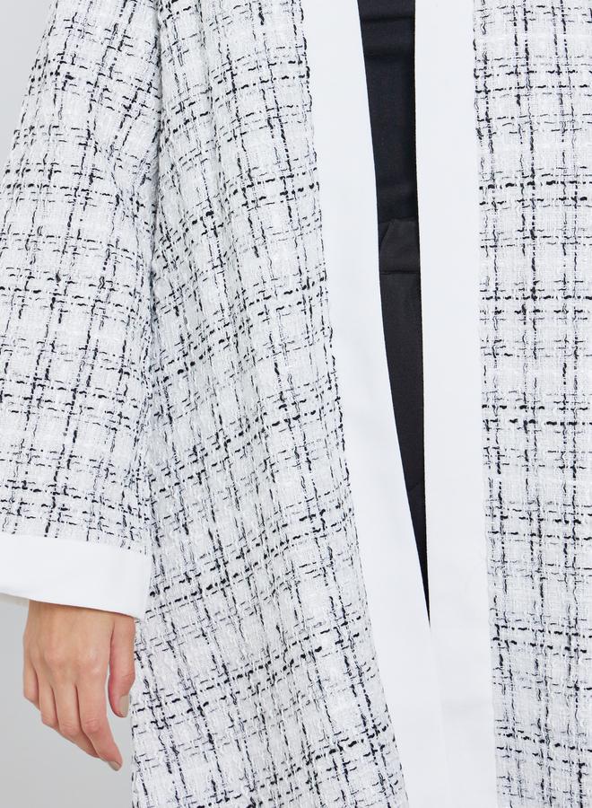 Amirah White Tweed Open Front Abaya - Image 3