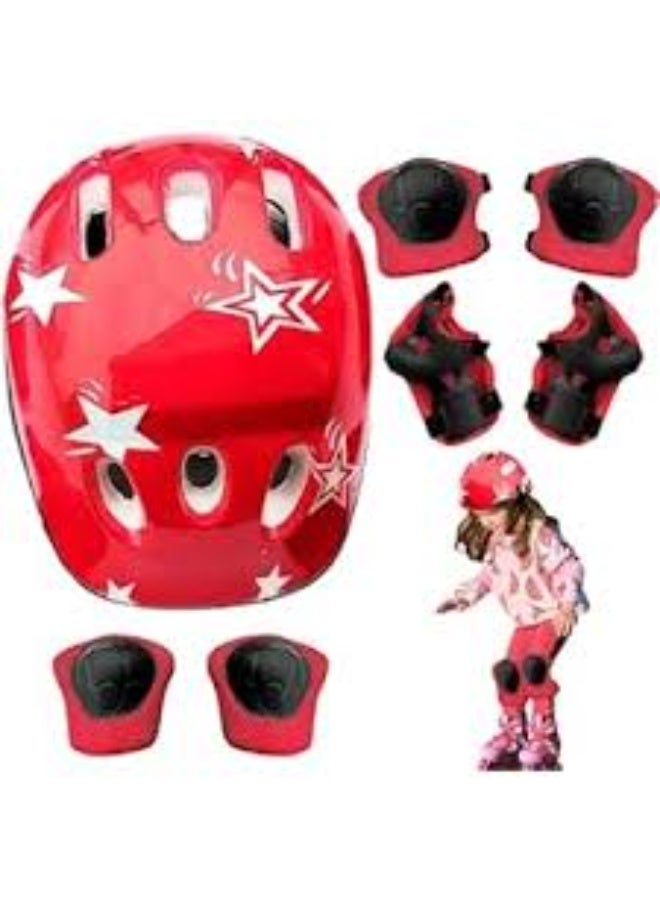 Helmet Set for Kids Roller Skating Bicycle Helmet Knee Wrist Guard Elbow Pad Set for Children Cycling Sports Protective Guard Gear Set - Image 2
