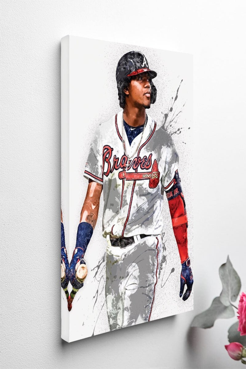 TNESSENTIAL Ronald Acuna Jr Wall Decor Atlanta Braves Framed Canvas Poster Baseball Wall Art Print MLB Artwork Home Decor E54 Birthday Gift - Image 3