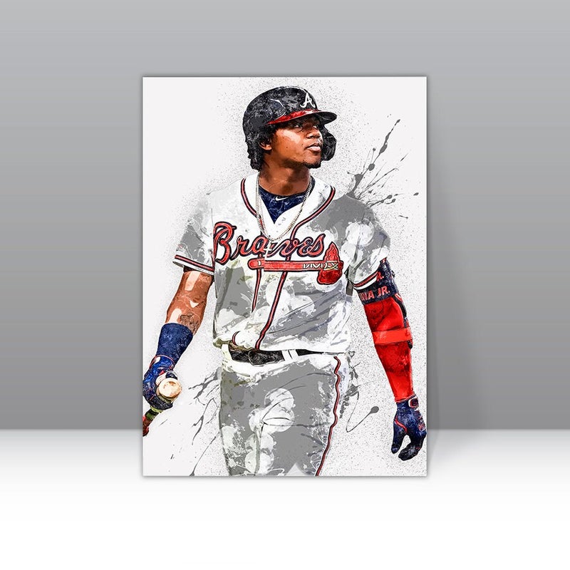 TNESSENTIAL Ronald Acuna Jr Wall Decor Atlanta Braves Framed Canvas Poster Baseball Wall Art Print MLB Artwork Home Decor E54 Birthday Gift - Image 2