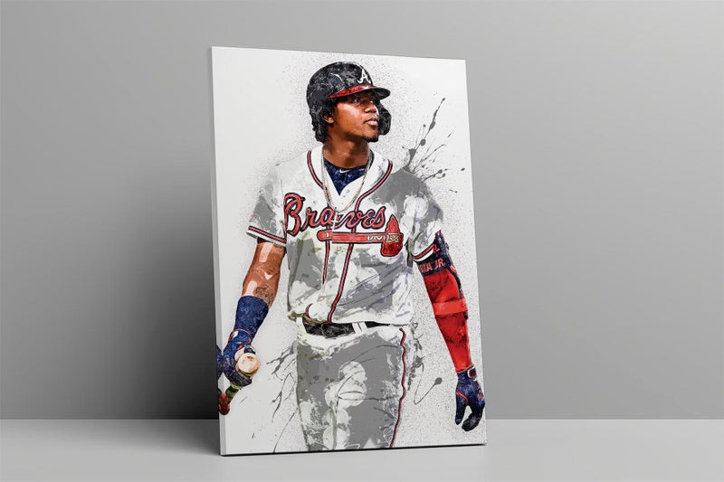 TNESSENTIAL Ronald Acuna Jr Wall Decor Atlanta Braves Framed Canvas Poster Baseball Wall Art Print MLB Artwork Home Decor E54 Birthday Gift - Image 1