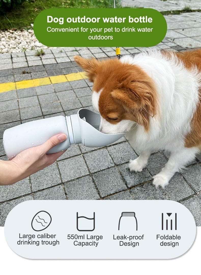 Portable Silicone Dog Water Bottle, 19oz/550ml Travel Dog Water Bottle, Lightweight & Foldable Dog Water Bottle, Leak Proof Dog Water Bottle with Dispenser for Outdoor Walking, Hiking, Travel - Image 2