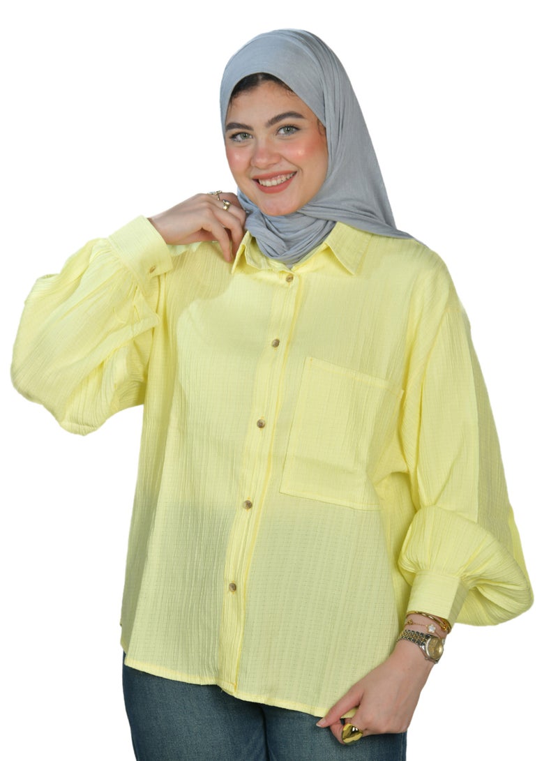 oversize women shirt -color yellow  - Image 1