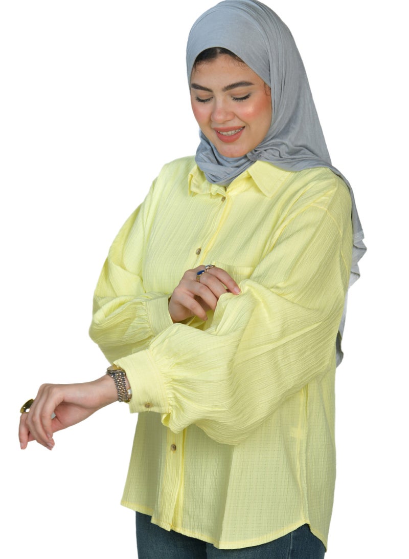 oversize women shirt -color yellow  - Image 2