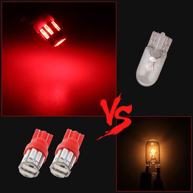Grandview Red T10 194 168 921 W5W LED Interior Lights Bulb Car Replacement Lights Truck License Plate Front Rear Sidemarker Light Dome Map LED Bulbs 12V DC 10-Pack - Image 3