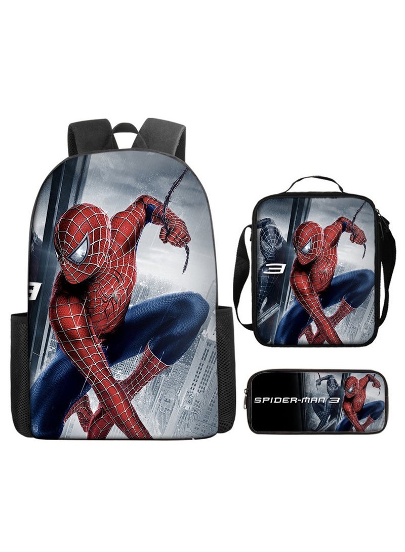 Naruto Spiderman Hero Cartoon Backpack Three-Piece Set 29*42*16cm