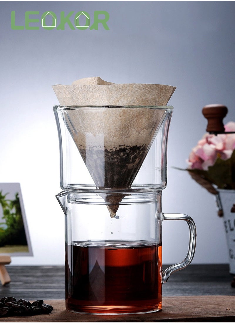 LEOKOR V60 Coffee Dripper Filter Set Espresso Pour Over Brewing With Drip Coffee Maker Set Manual Coffee Server Heat Resistant Glass Tea Pot 400ML  - Image 1