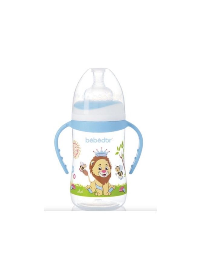 Bebedor Bottle bottle 150 ml, wide neck for comfortable breastfeeding for newborns, blue color - Image 1