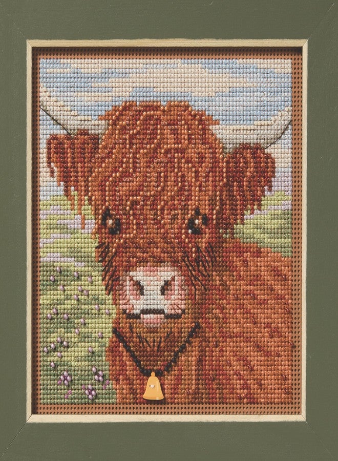 Mill Hill Highland Cow Beaded Counted Cross Stitch Kit Buttons & Beads 2025 Spring Series MH142512, 5.25 x 5.25 inches, Multi - Image 2