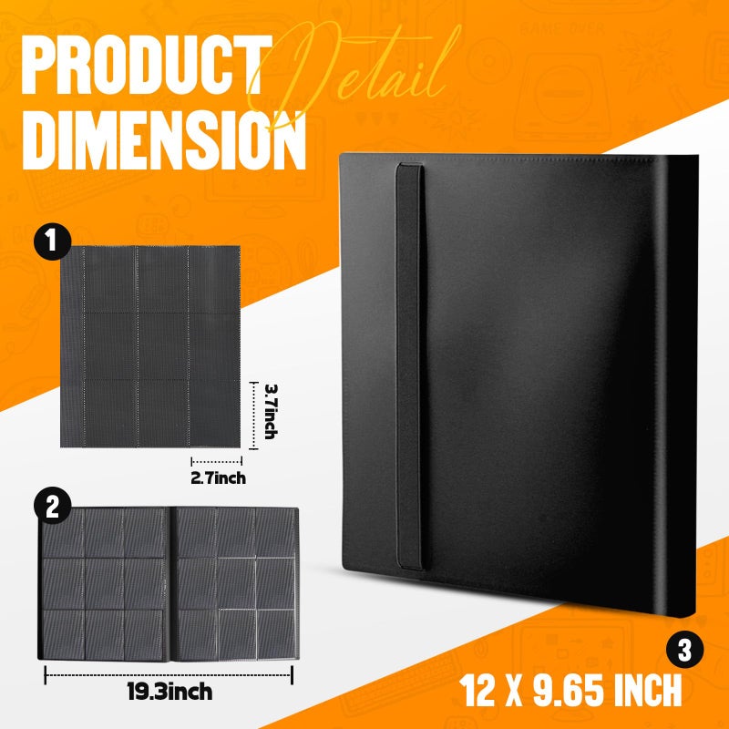 SRISE Card Binder 9-Pockets, Trading Card Binder, 20 Pages, 360 Card Capacity Collection Binder, Card Folder for MTG, TCG, Game Cards & Sports Cardsï¼ˆBlackï¼‰ - Image 2
