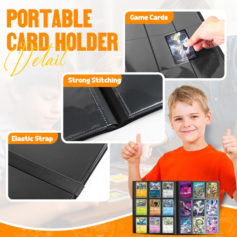 SRISE Card Binder 9-Pockets, Trading Card Binder, 20 Pages, 360 Card Capacity Collection Binder, Card Folder for MTG, TCG, Game Cards & Sports Cardsï¼ˆBlackï¼‰ - Image 5