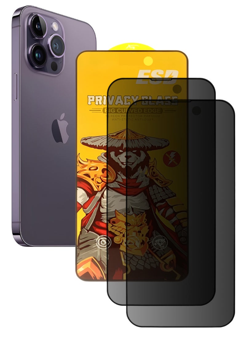 ESD 2 Pieces Tempered Dustproof Privacy Glass Screen Protector Compatible For iPhone 14 Pro Max - Image 1